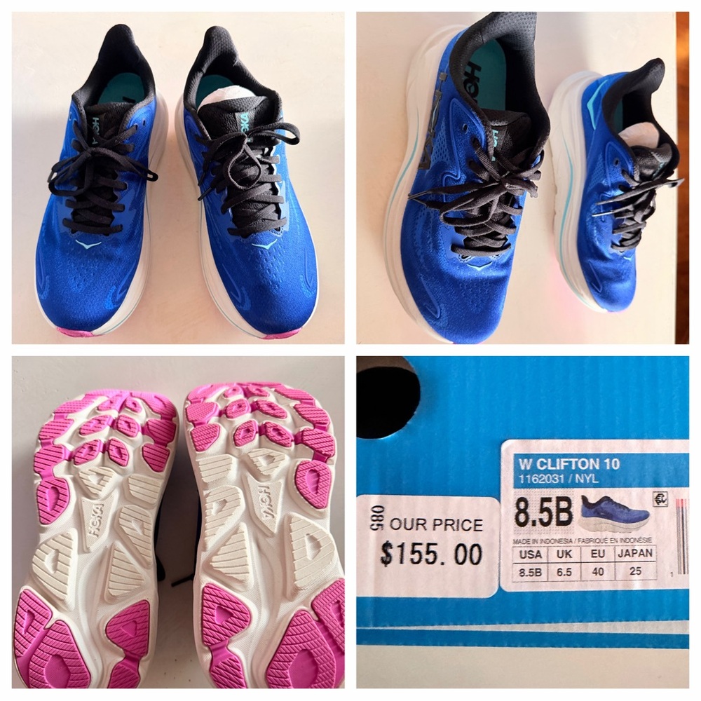 Hoka Clifton 10 Women's Shoes - Blue and Pink